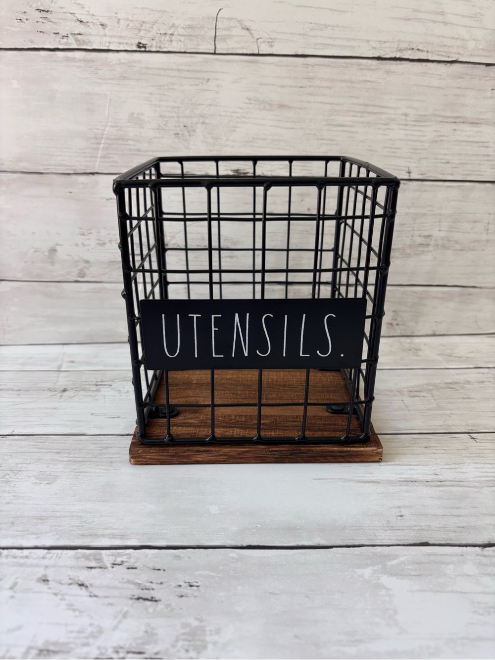 Rae Dunn Wire & Wood Farmhouse Kitchen Utensil Holder Houseware